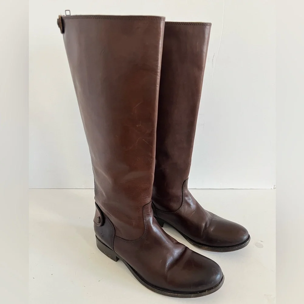 Frye Melissa Brown Leather Tall Riding Boots Size 7B